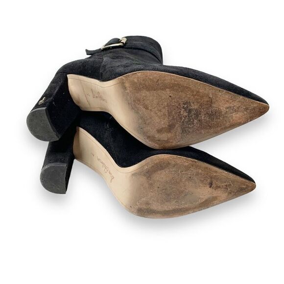 Sam Edelman Rita, Black Suede Booties, Block Heeled Buckle Boots, Women’s Size 7 - Picture 9 of 10